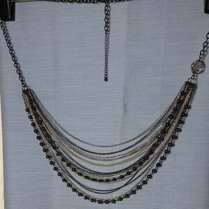Elegant Black and Silver Layered Necklace